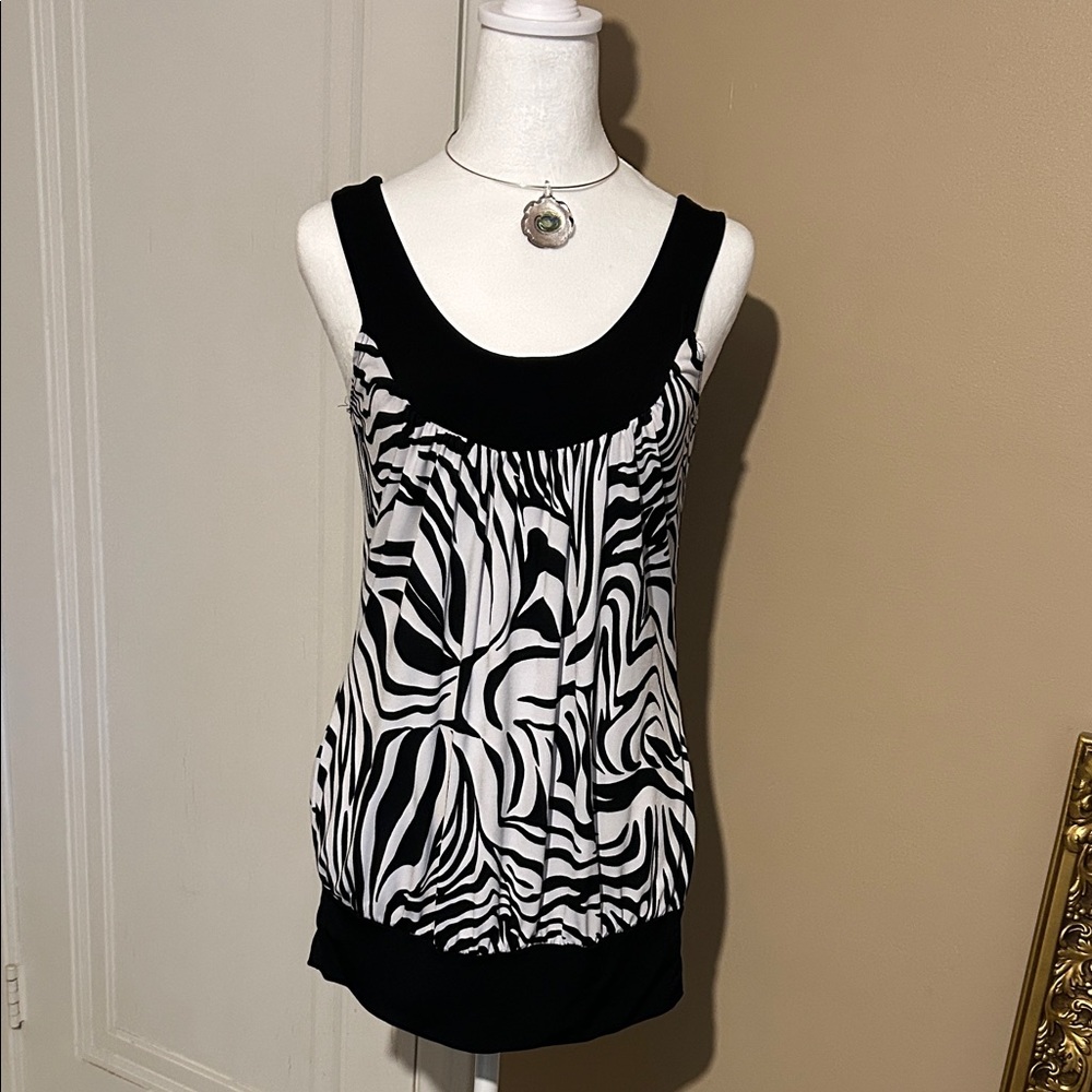 Candy Rain Black and White Zebra Print Women's Top